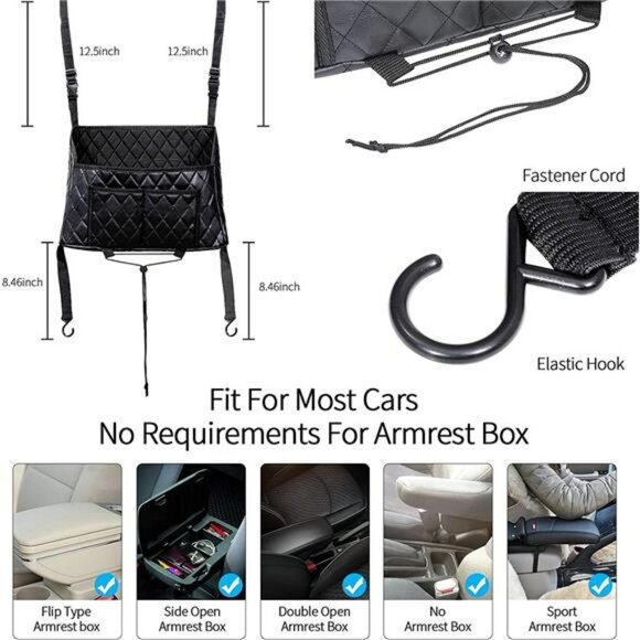 Purse Holder for Car Net Pocket Handbag Holder, (Leather Black) - Picture 14 of 14